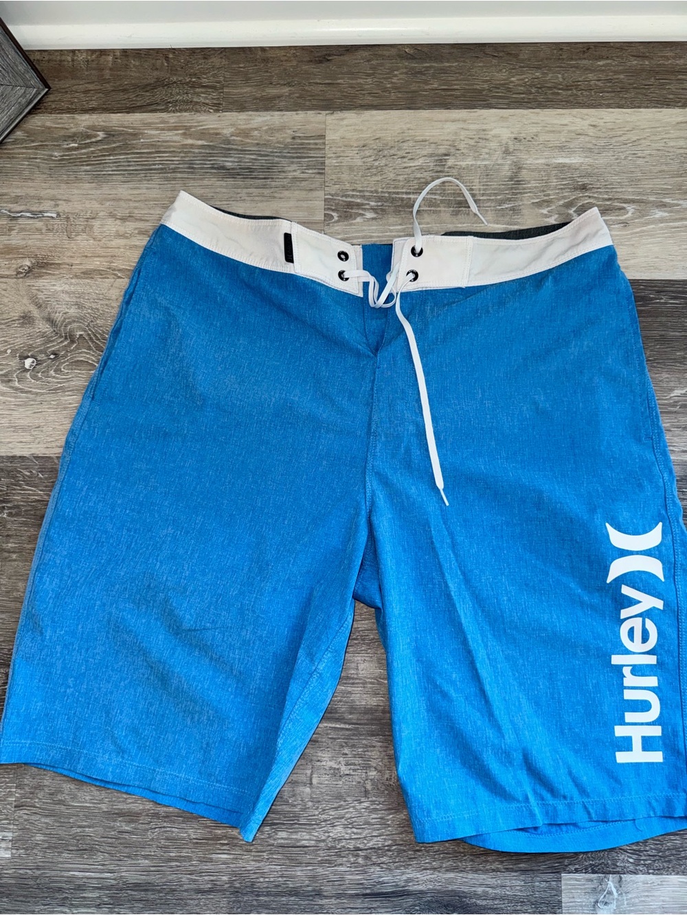 Hurley Men’s Bright Blue Board Shorts with White Waistband